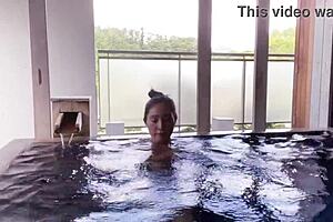 i'm at akiu onsen where the hot water turns my ass red and steamy.