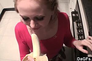 Amateur Lesbians Enjoy Kitchen Fun