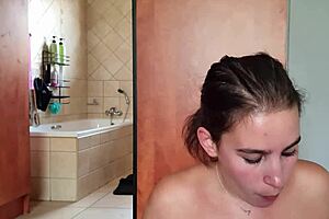 Gathering Saliva While Fucking My Throat with Double Dildo