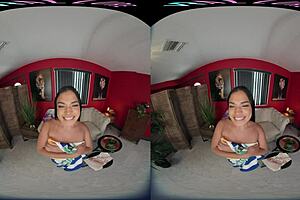 Beautiful Latina woman uses toy to stimulate her ass in VR porn film