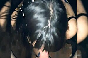 Heart racing as she rushes a crazy public blowjob before boyfriend arrives.