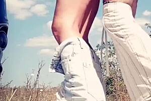 She licked his cock eagerly, then he sprayed cum all over her lips