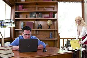 Overcoming writer's block with her huge natural tits, Skylar Vox