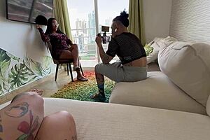 Mature milf feels kinky threesome creampie during porn casting