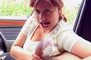 Young redhead BBW enjoys car ride 😊