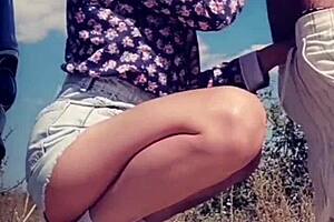 She licked his cock eagerly, then he sprayed cum all over her lips