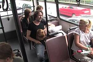 i can't believe this chestnut babe got drilled on a public bus, so wild