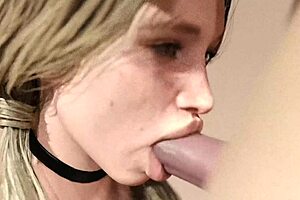 big white dick gets sucked by stunning blonde girl