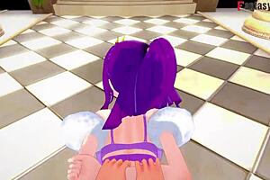 3D cartoon with POV feature: Scóthach-skadi on the throne, netorare experience.