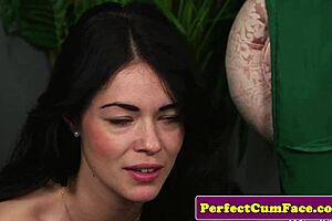 Want to see this adorable British babe beg for a facial cumshot?