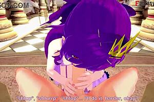 3D cartoon with POV feature: Scóthach-skadi on the throne, netorare experience.