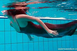 Brunette Tight Babe Nata Szilva Splashes In Pool!