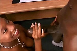 Beautiful woman gives great blow job to BBC