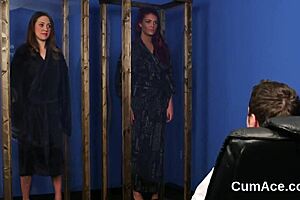 Oh my, this spicy kitten is getting cum all over her face and swallowing it!