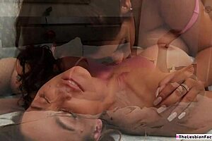 Busty visitor dominates lesbian milf with intense face sitting