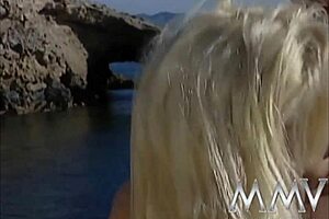 Blonde Sucks Cock On Cliffs For Facial Cumshot