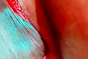 The beautiful sister-in-law eagerly licked and sucked the cock, taking cum in her mouth with passion