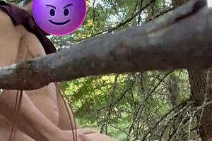Hot and horny amateur couple has sex in public park’s woods