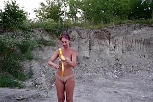 Enjoying soap bubbles outdoors nude