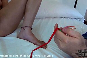 A goth girl with natural tits likes to have unusual objects inserted into her vagina.