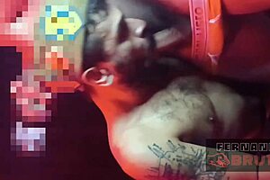 At the wild party, she was fucking the group bareback outdoors with monster cocks.