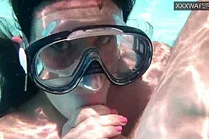 minnie manga and eduard have sex with blowjob and cum in swimming pool