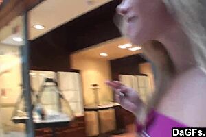 dagfs pleasuring herself at tanning saloon