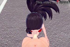 Momo Yaoyorozu gives blowjob and titjob in the streets POV 😍