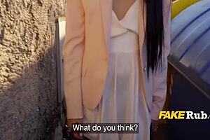 How does this hot russian brunette earn travel cash?