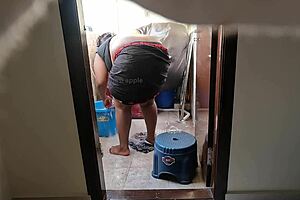 Young boy jerks off in front of maid Swathy!