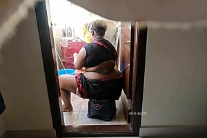 Young boy jerks off in front of maid Swathy!