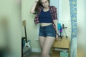 horny girlfriend roleplays blowjob with big tits and dildo