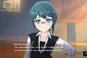 Red hooded bad girl in animated pornographic film Magicami on Nutaku.