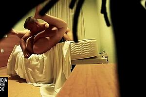 Hidden cam spies on fat woman giving oral sex