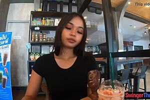 Young thai amateur cutie with big butt gets blowjob and pussy fucked hard