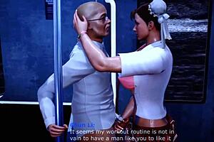 Chun Li bent over in 3D hentai scene