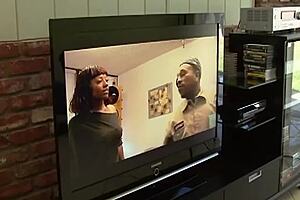 ebony bbw loves big cock smashed in doggy position in garage