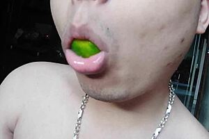 chinese asian girl licks during intense masturbation session