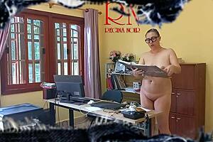 The Secretary Cleans Up The Office Under Voyeur Camera