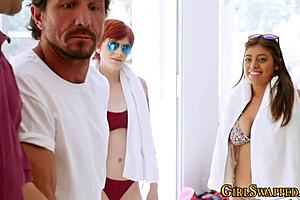 bikini stepteen rammed in doggystyle foursome, oh god