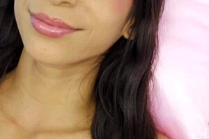 cute brunette in casting shows petite body with massage