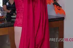 teens in halloween costumes freely exploring haunted house attractions