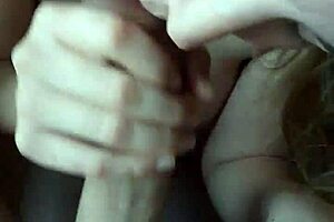 blonde teen sucking monster cock with her mouth wide open