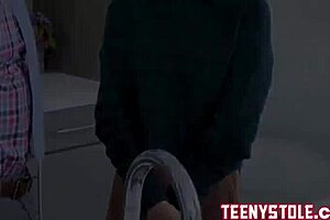A petite blonde girl gets to experience the pleasure of a well-endowed father-in-law.