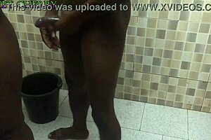 Intense shower sex showcasing black ass