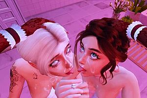 Stepmother and stepdaughter in hardcore anal gang bang with futanari bosses in Sims 4 anime hentai video