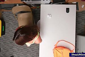 davina davis the shoplifter gets fingered and sucked by the officer