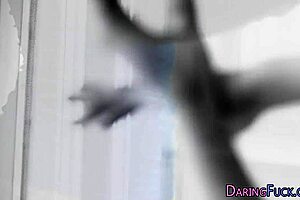 Jerking Euro Hottie Jizz with Small Tits and Big Cock