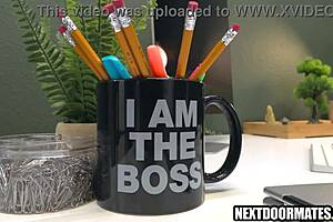 Gay hunks in office argue over promotion, leading to blowjob, rimjob, and bareback sex