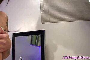 Petite stepsis sucks stepbro cock in taboo pov